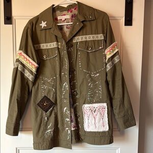 New York & Company Green Utility Jacket with Artistic Details
